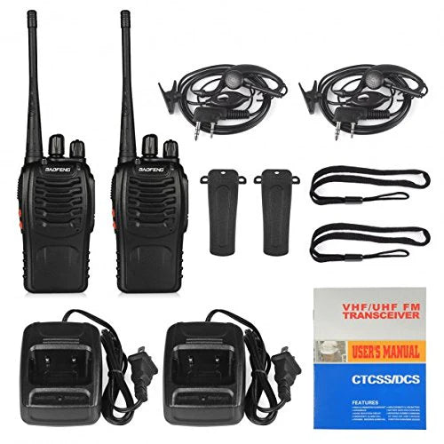 BaoFeng BF-888S Walkie Talkie 2 Way Radio Long Range (Black, 2 Pieces) 90 days waranty