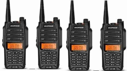 Baofeng Uv 9r plus walkie talkie set of 4, 6 month waranty